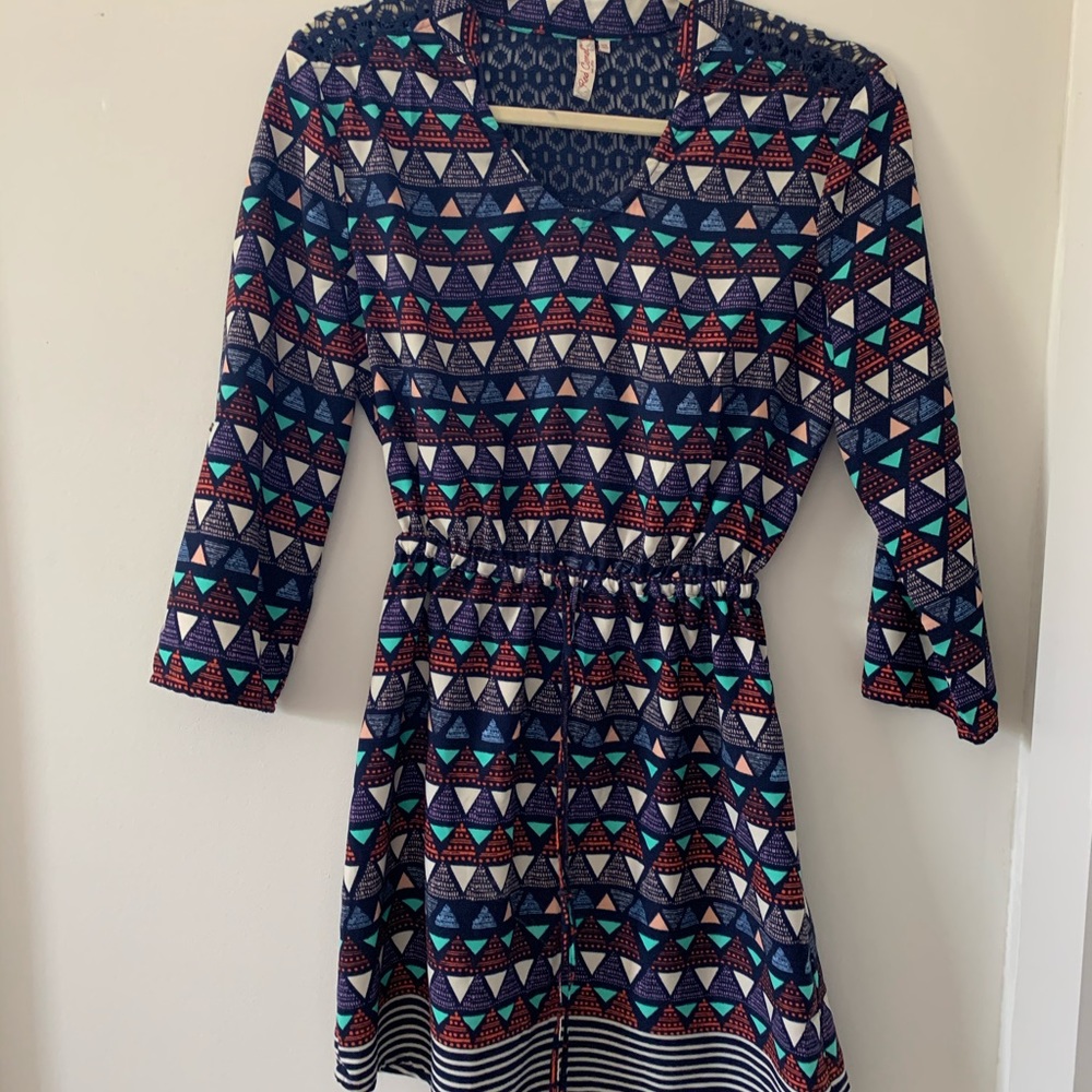 Patterned 3/4 Sleeve Dress